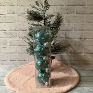Set of 4 Glitter & Beaded Turquoise Ornaments